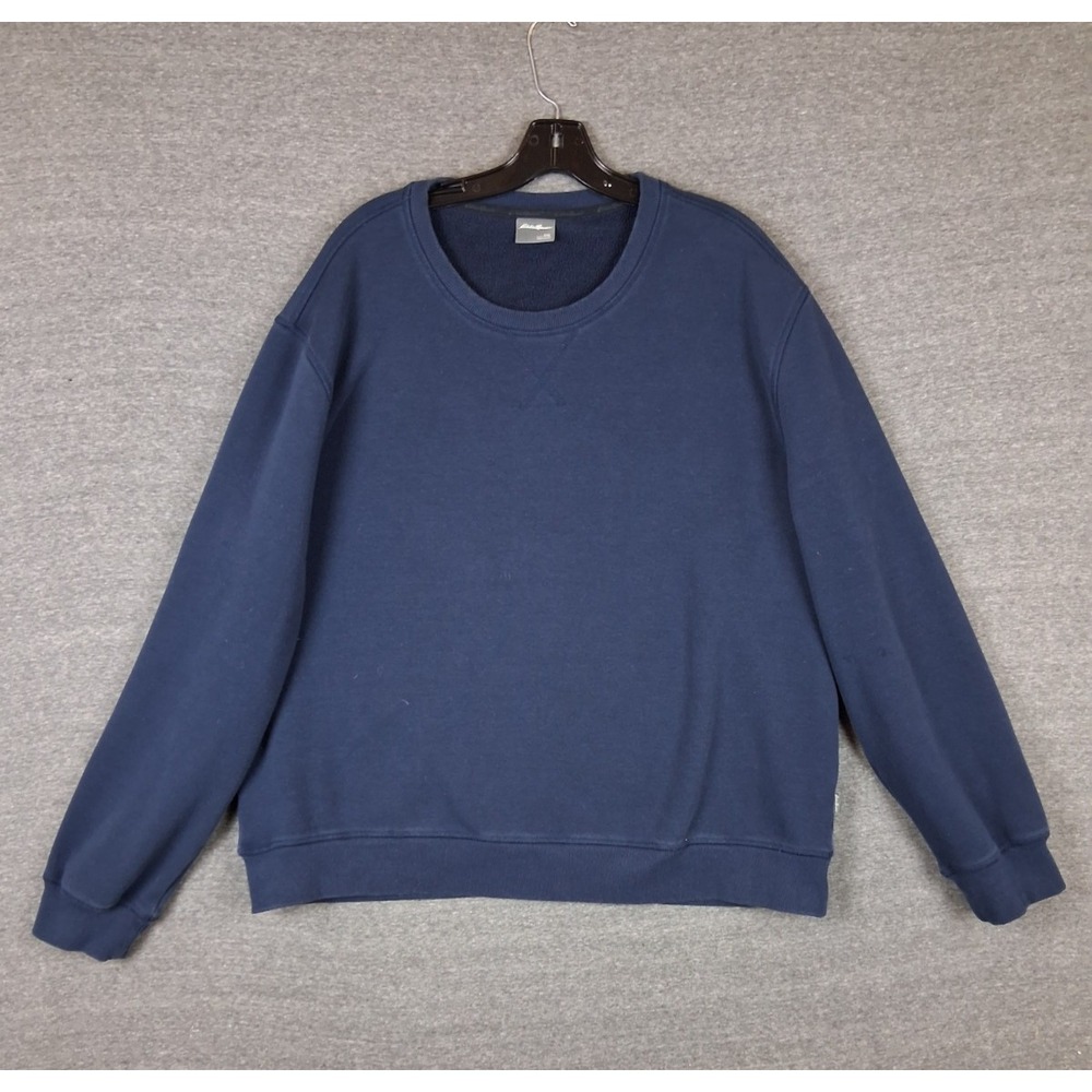 Eddie Bauer Mens Sweatshirt 2XL Blue Fleece Crew Pullover Classic Cabin PNW